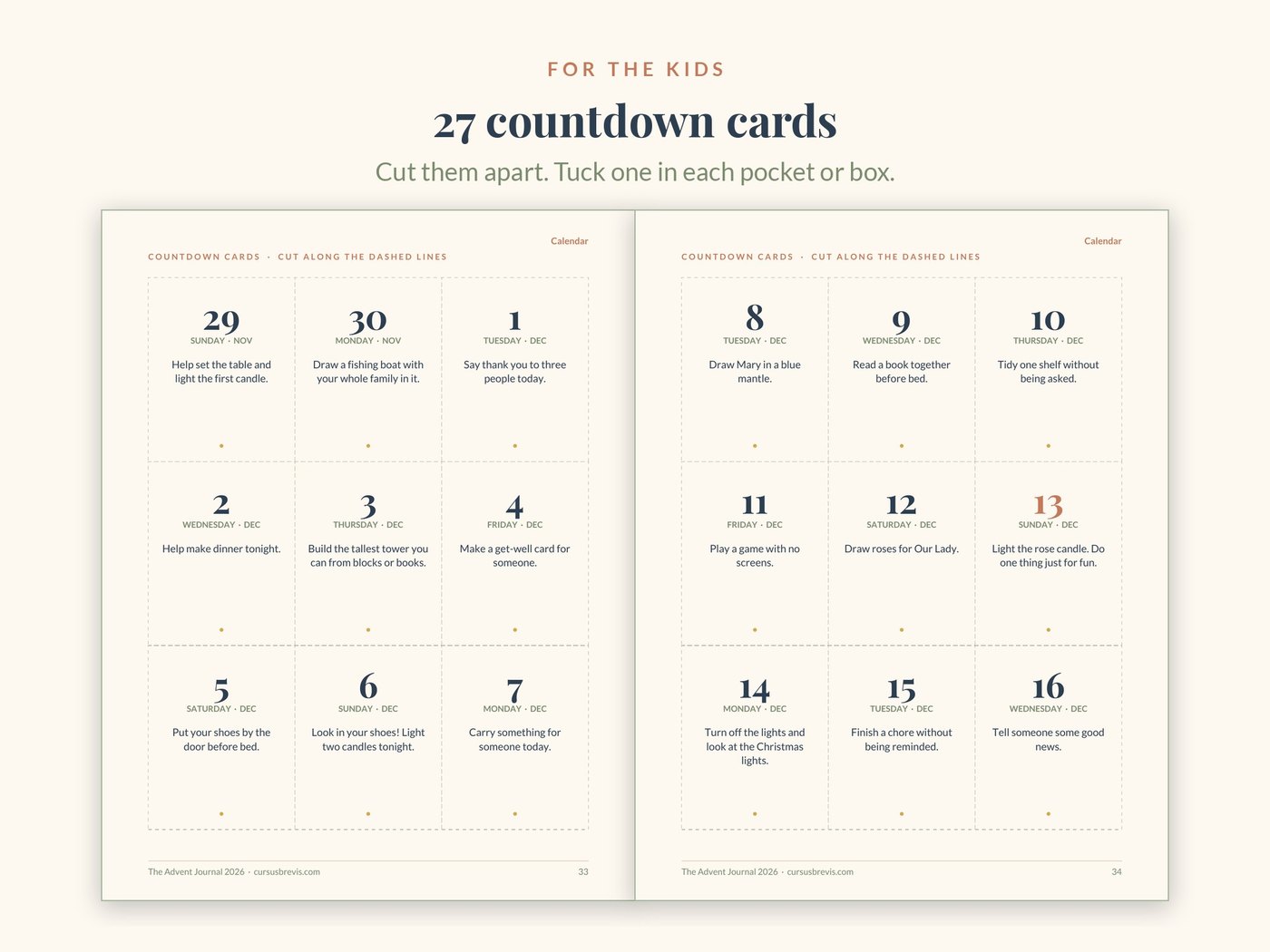 27 cut-apart countdown cards for kids