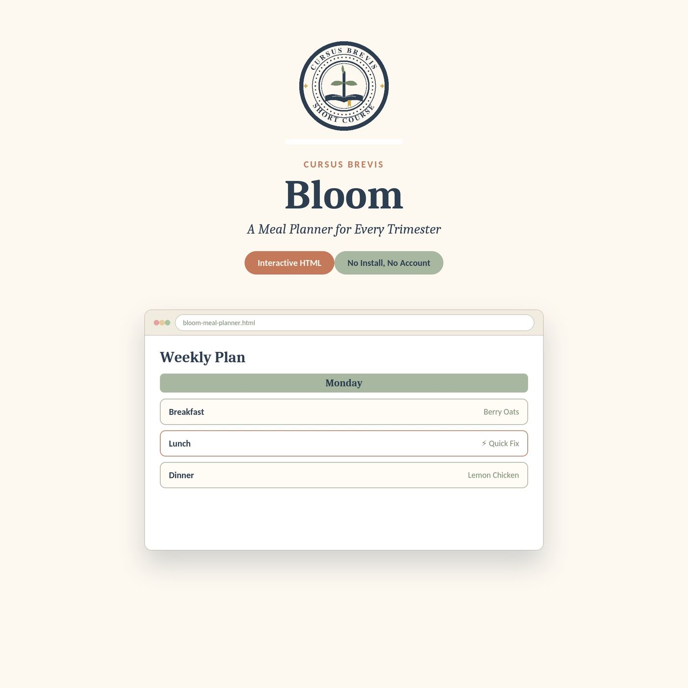 Bloom - A Meal Planner for Every Trimester — preview 1