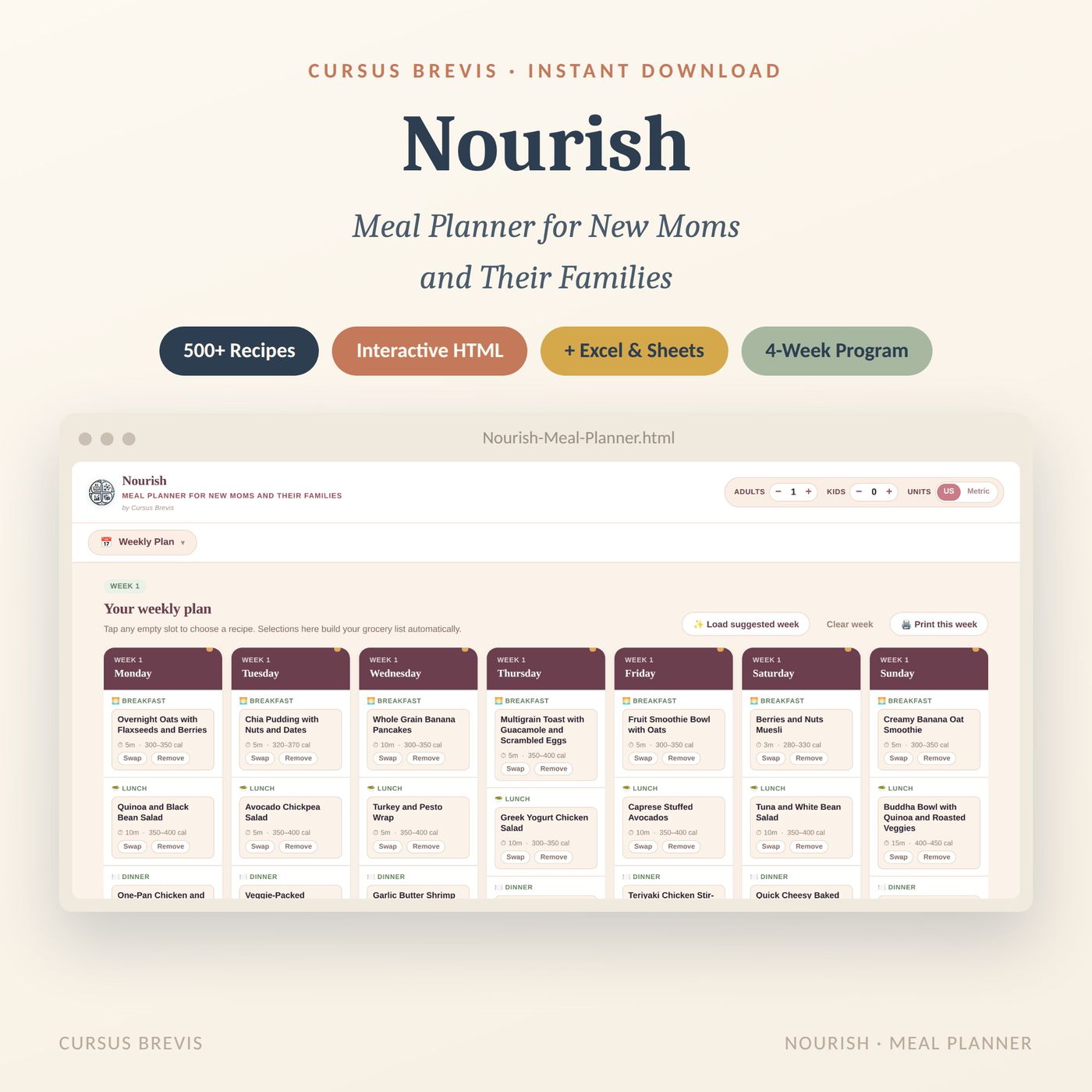 Nourish - Postpartum & Breastfeeding Meal Planner — preview 1