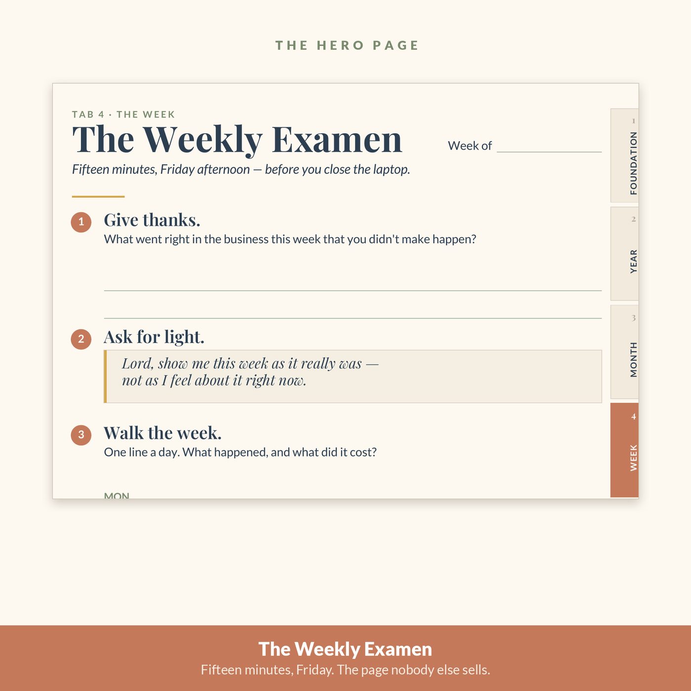 The Steward’s Planner — The Weekly Examen — five questions on your work week