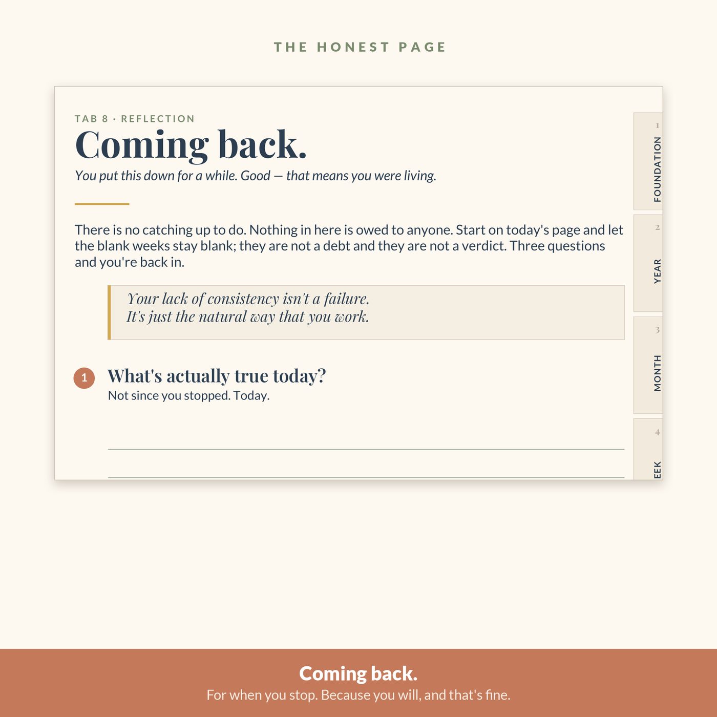 The Steward’s Planner — Coming Back — the page for when you put it down