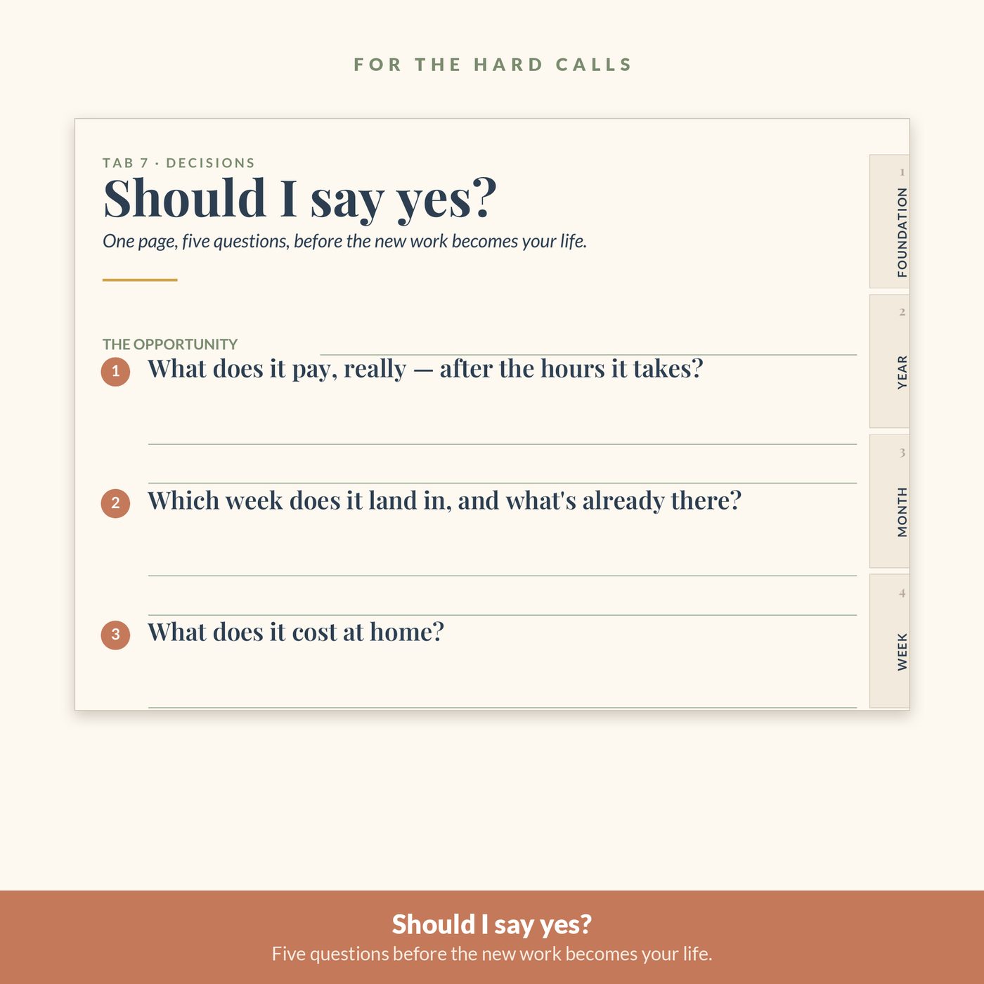 The Steward’s Planner — Decision pages — should I say yes